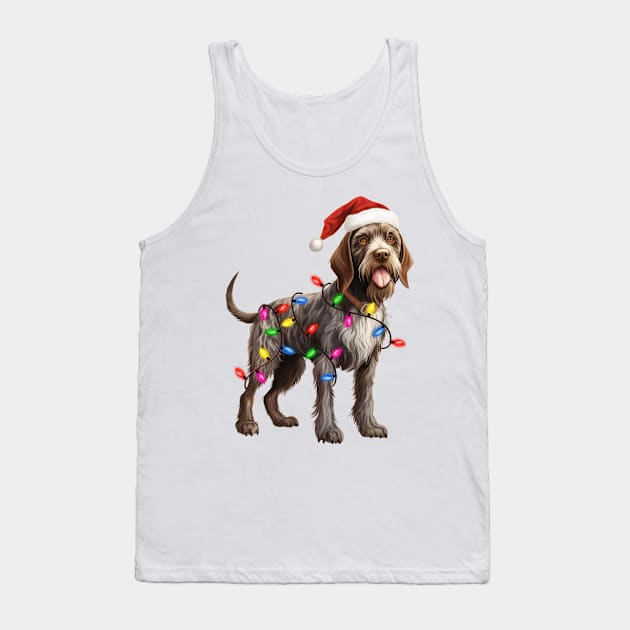 Christmas German Wirehaired Pointer Tank Top by Chromatic Fusion Studio